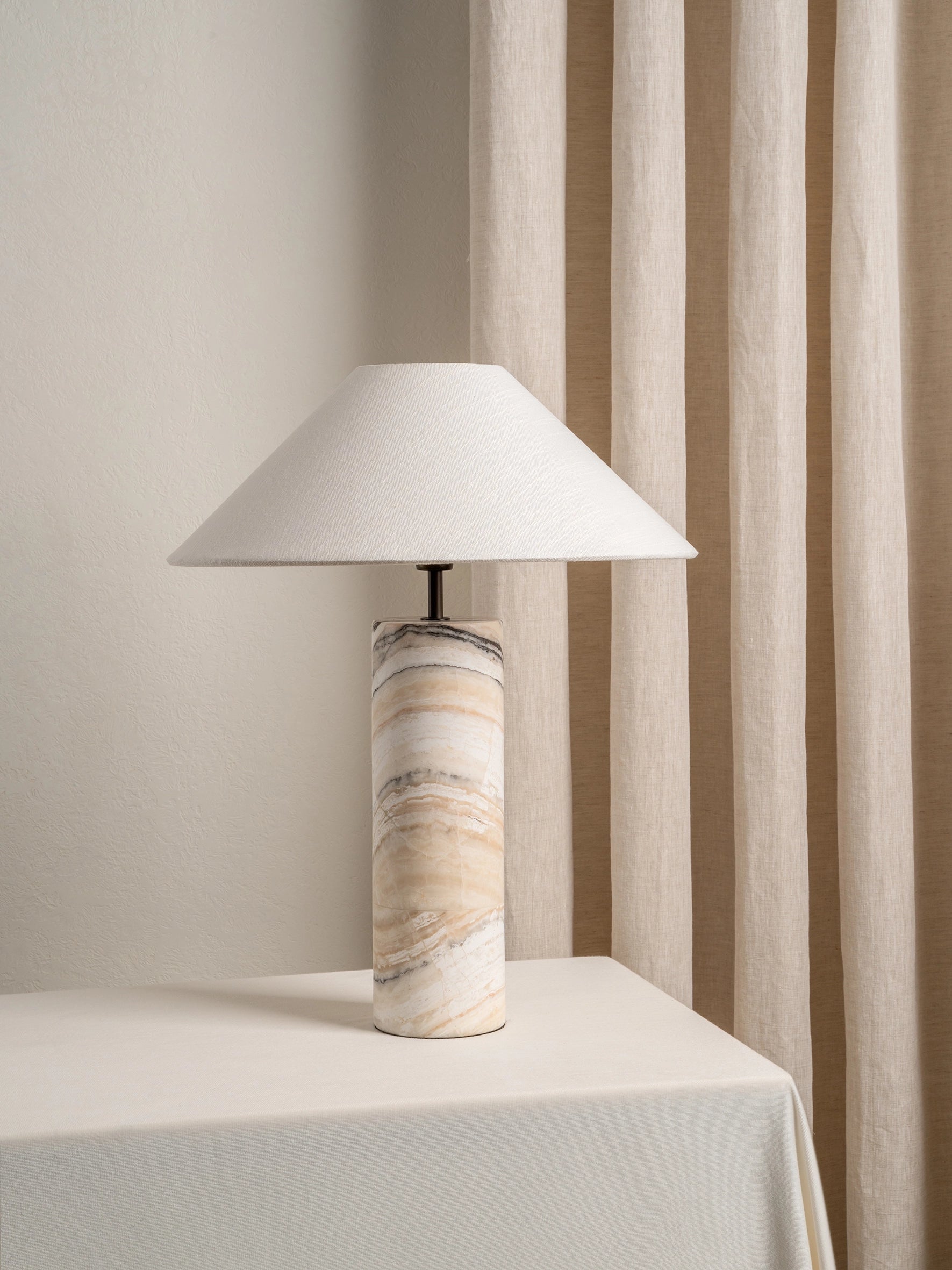 Barola White Onyx Table Lamp | Contemporary Bedside Lamp | 15 with Bronze Accents | Brick by Brick London 2