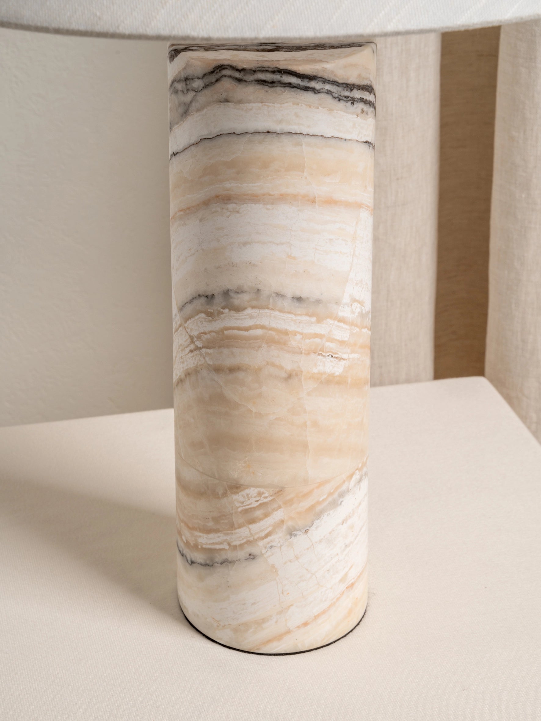 Barola White Onyx Table Lamp | Contemporary Bedside Lamp | 15 with Bronze Accents | Brick by Brick London 4