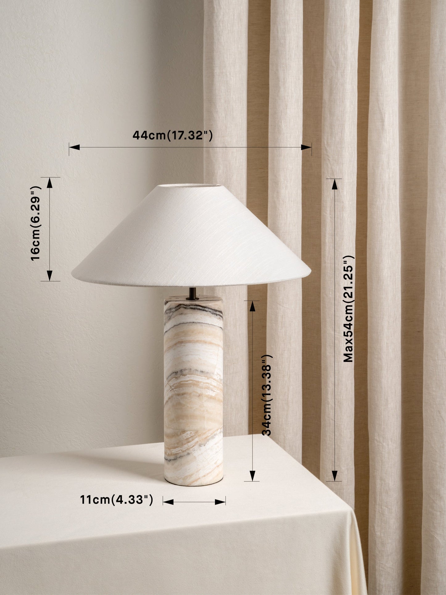 Barola White Onyx Table Lamp | Contemporary Bedside Lamp | 15 with Bronze Accents | Brick by Brick London 6