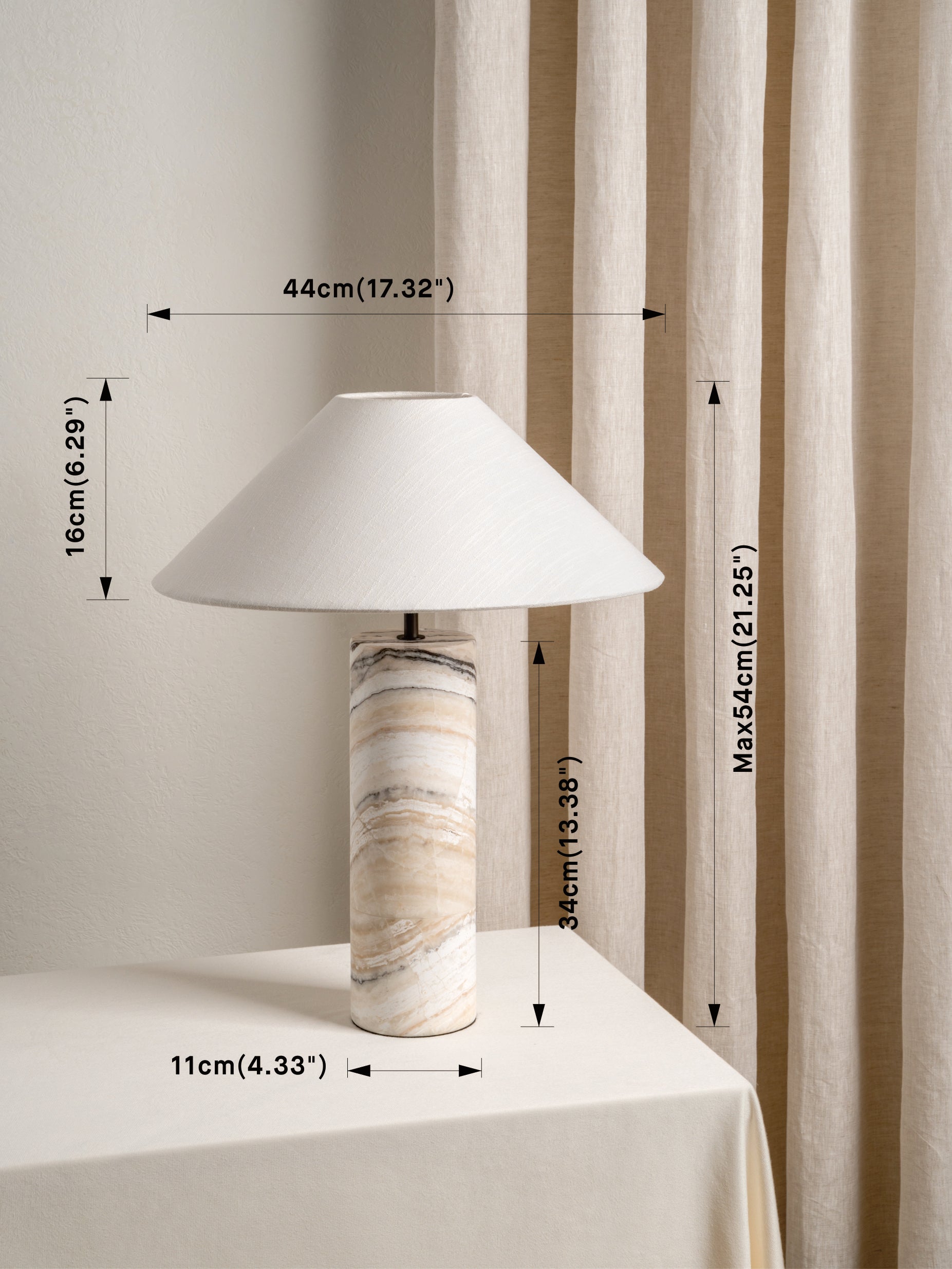 Barola White Onyx Table Lamp | Contemporary Bedside Lamp | 15 with Bronze Accents | Brick by Brick London 6
