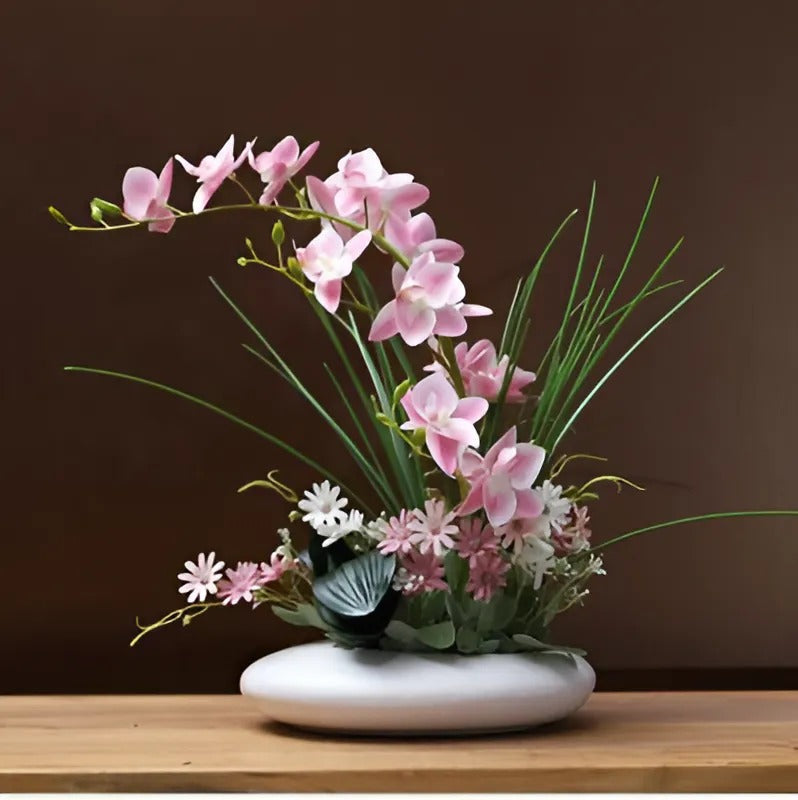 eramic Dove Vase with Faux Orchids | Modern Decorative Centerpiece | 12" Symbolic Design | No Maintenance