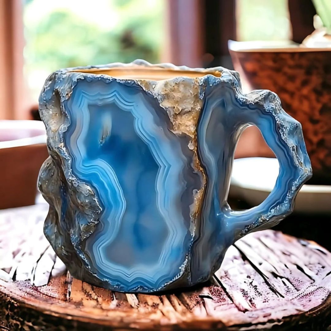 Mineral Crystal Coffee Mugs | Gemstone Texture Glass | Height 2.95 in | 355–444 ml | Brick by Brick