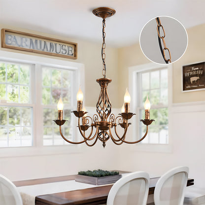 Vintage Bronze Chandelier | 4/6/8 Light Dining Room Ceiling Fixture in Iron | Brick by Brick
