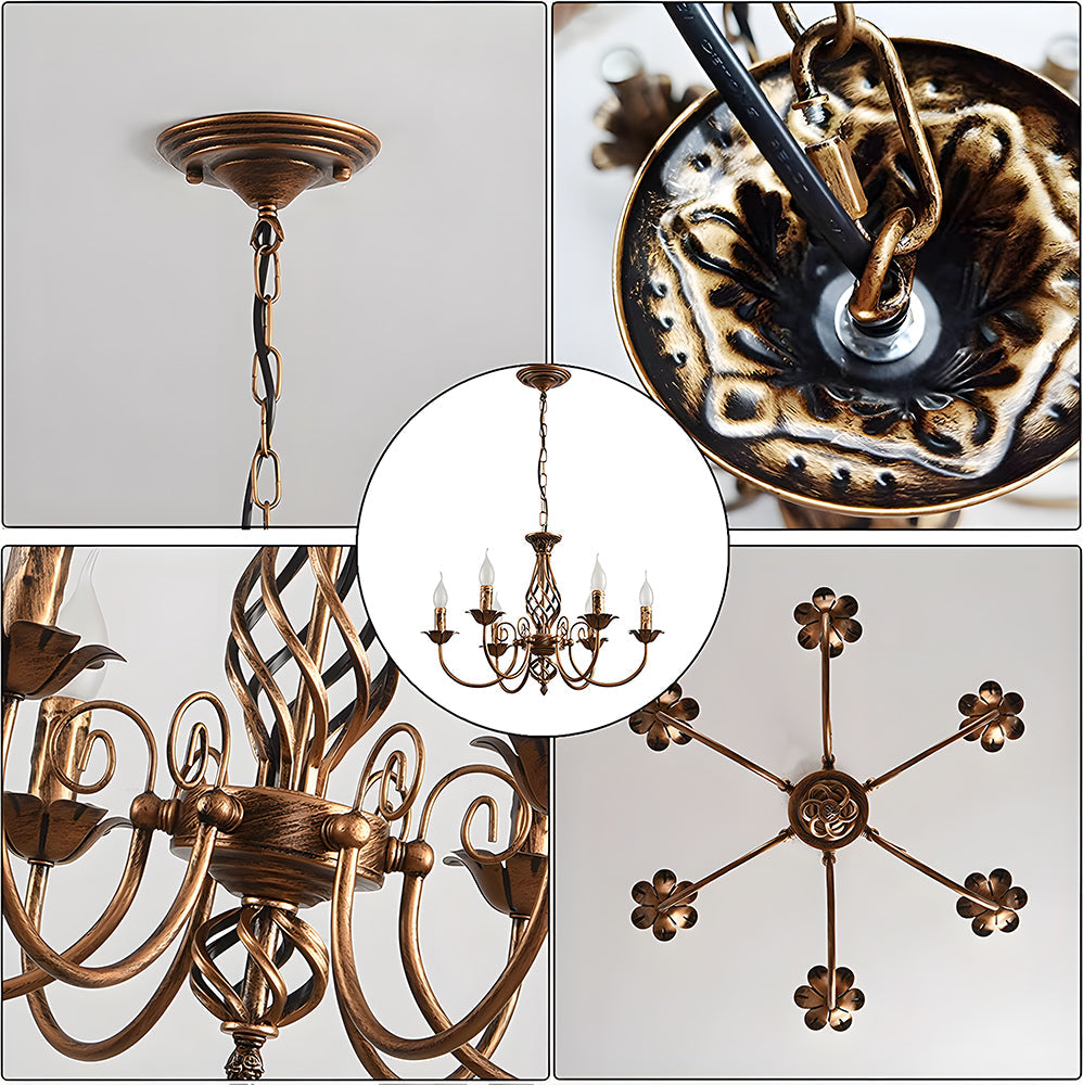 Vintage Bronze Chandelier | 4/6/8 Light Dining Room Ceiling Fixture in Iron | Brick by Brick