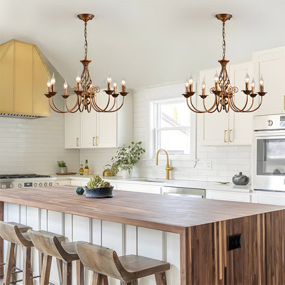 Vintage Bronze Chandelier | 4/6/8 Light Dining Room Ceiling Fixture in Iron | Brick by Brick