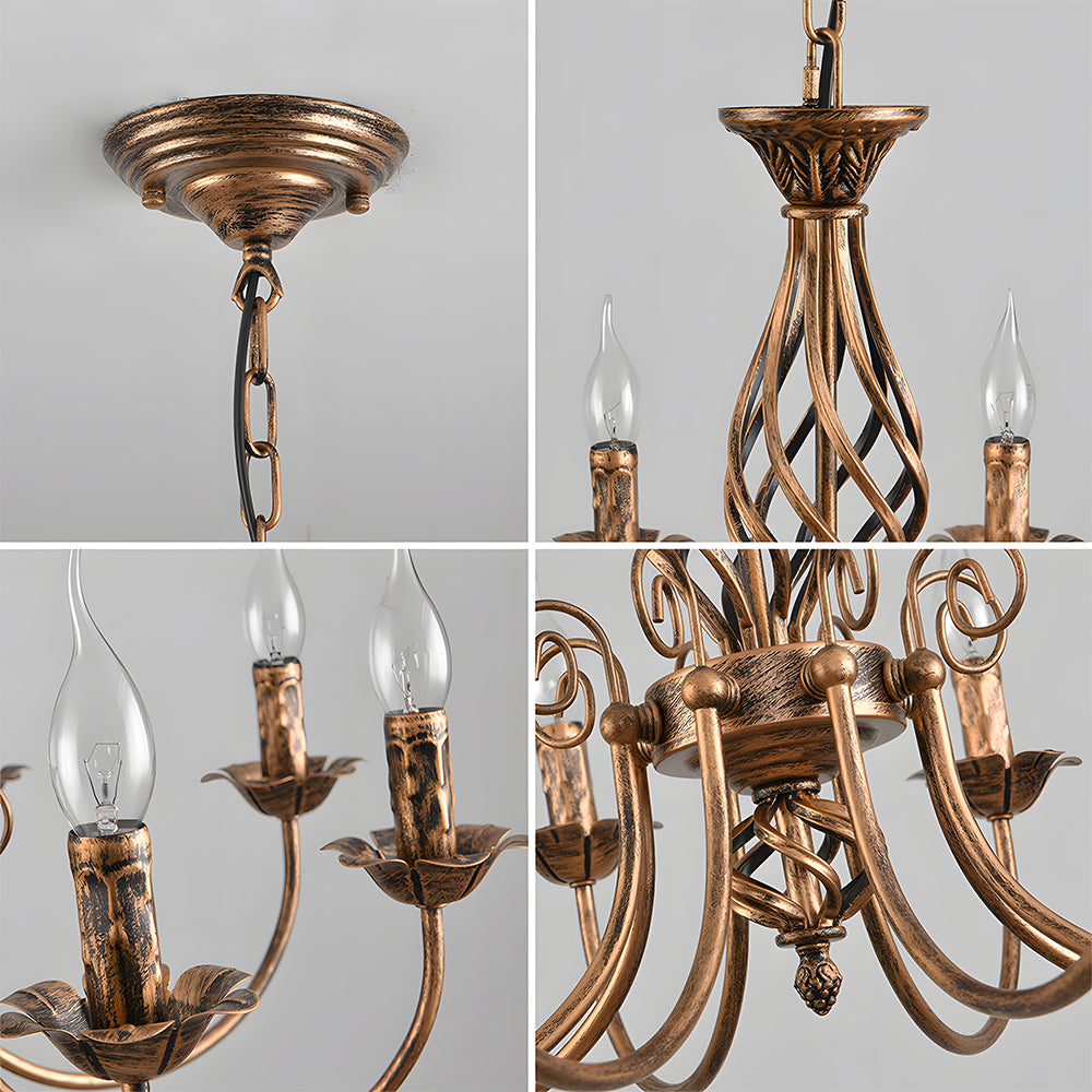 Vintage Bronze Chandelier | 4/6/8 Light Dining Room Ceiling Fixture in Iron | Brick by Brick
