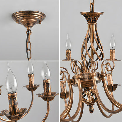 Vintage Bronze Chandelier | 4/6/8 Light Dining Room Ceiling Fixture in Iron | Brick by Brick