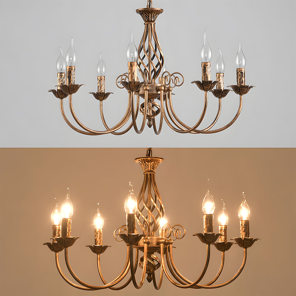 Vintage Bronze Chandelier | 4/6/8 Light Dining Room Ceiling Fixture in Iron | Brick by Brick
