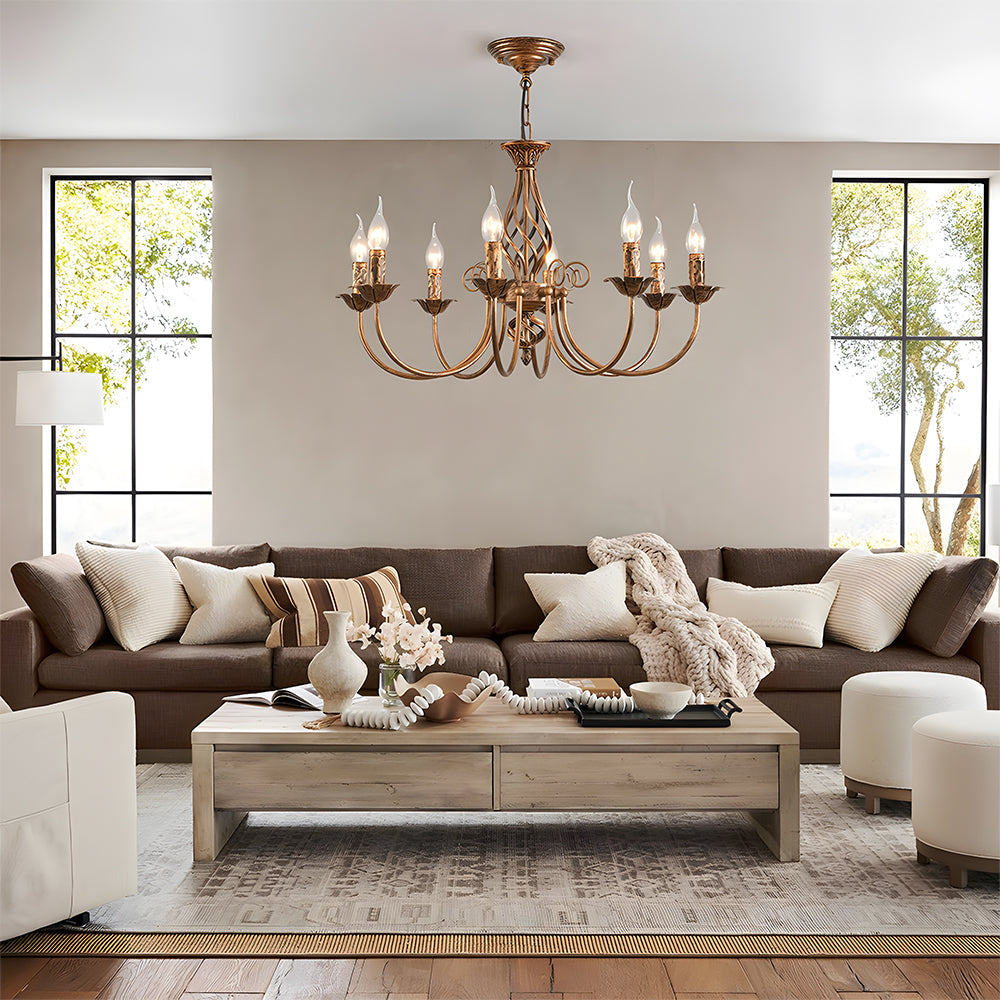 Vintage Bronze Chandelier | 4/6/8 Light Dining Room Ceiling Fixture in Iron | Brick by Brick