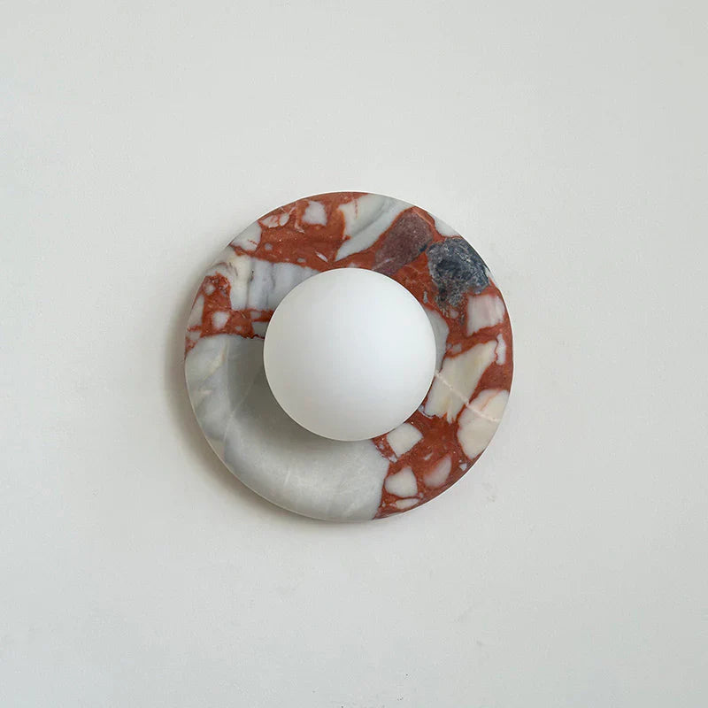 Round Marble Wall Lamp | 7.9 x 5.1 | Minimalist Design | Indoor LED Lighting | Brick by Brick