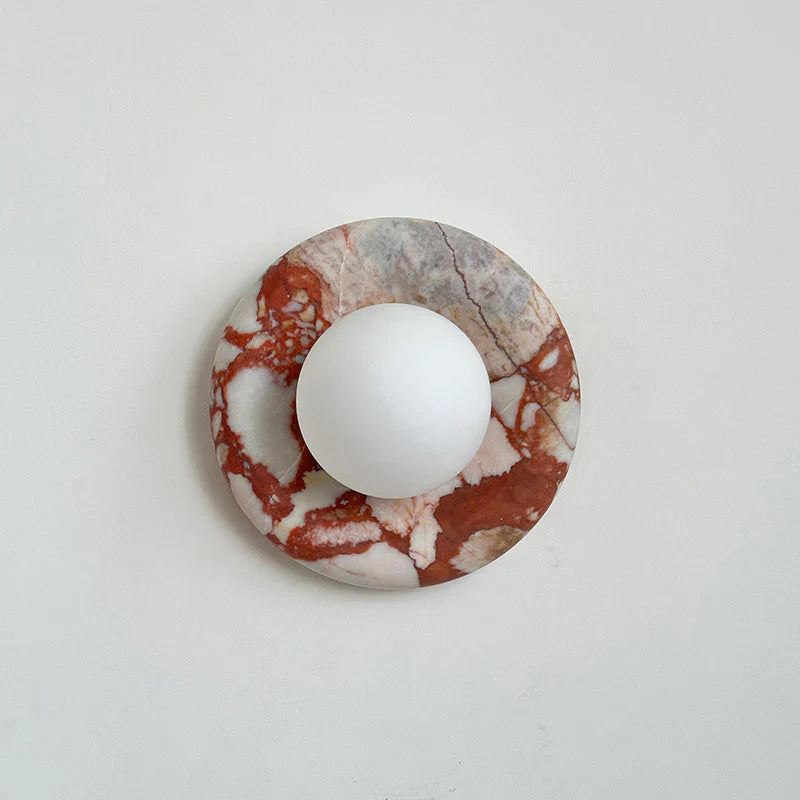 Round Marble Wall Lamp | 7.9 x 5.1 | Minimalist Design | Indoor LED Lighting | Brick by Brick
