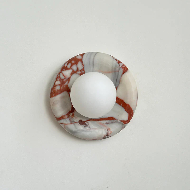 Round Marble Wall Lamp | 7.9 x 5.1 | Minimalist Design | Indoor LED Lighting | Brick by Brick