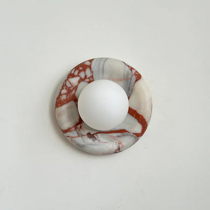 Round Marble Wall Lamp | 7.9 x 5.1 | Minimalist Design | Indoor LED Lighting | Brick by Brick