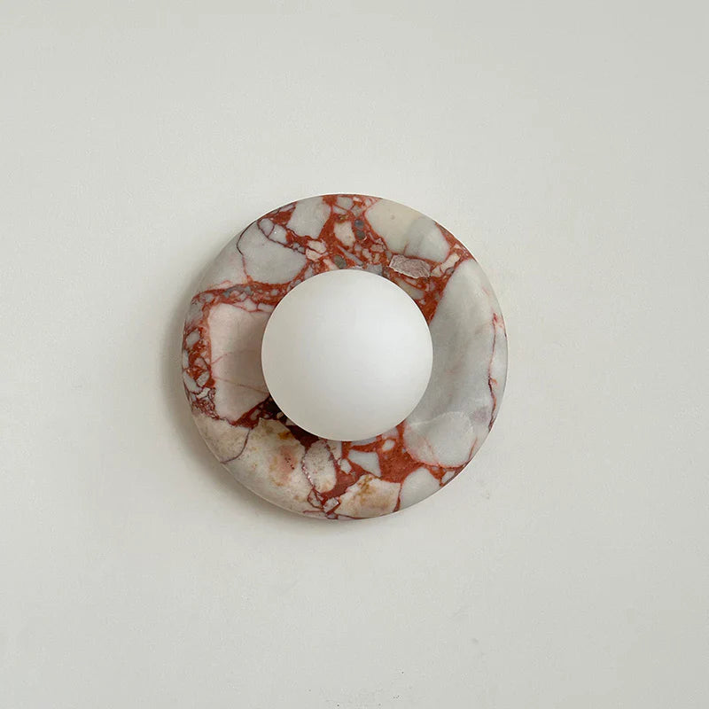 Round Marble Wall Lamp | 7.9 x 5.1 | Minimalist Design | Indoor LED Lighting | Brick by Brick