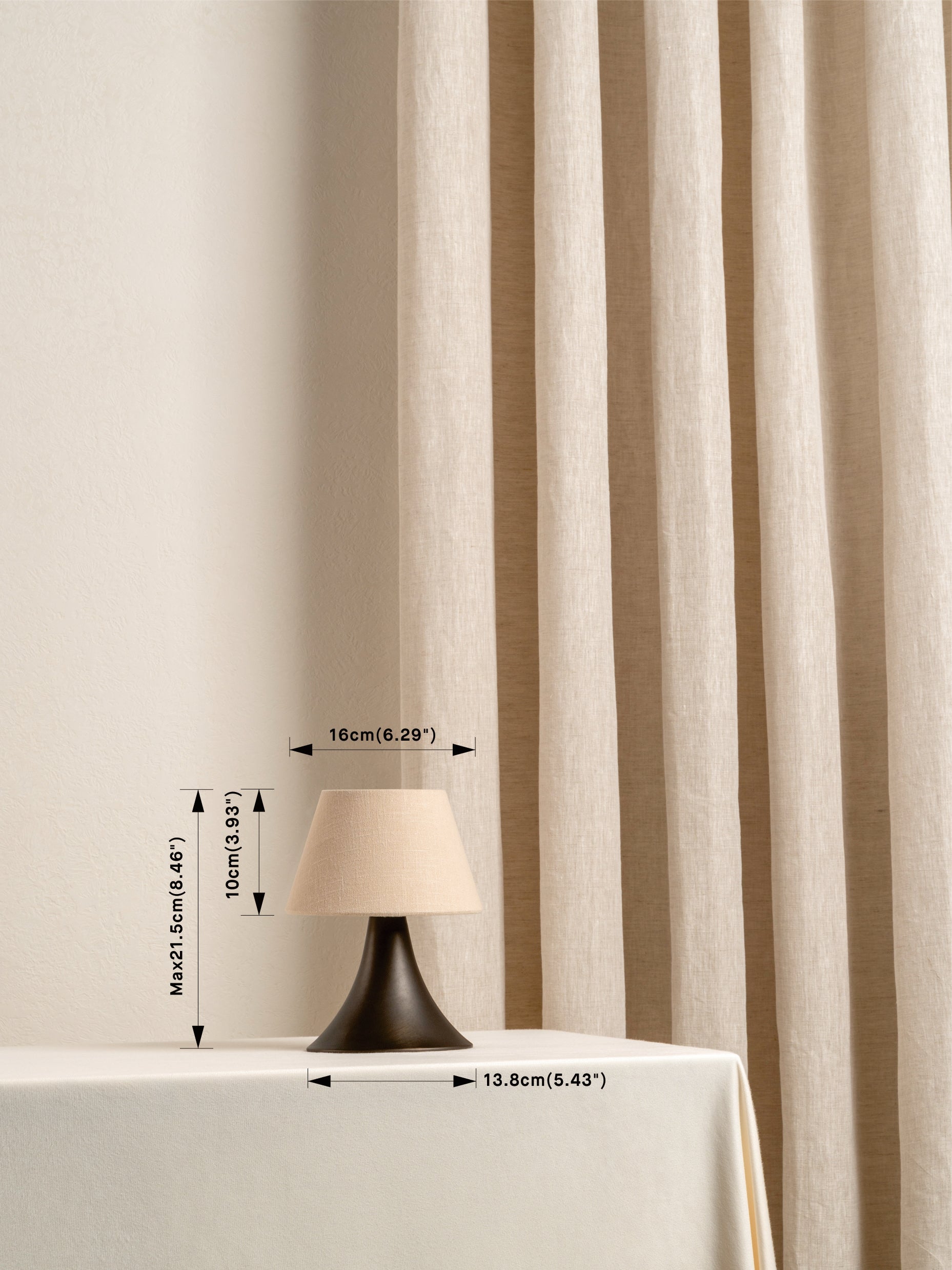 Cenare Rechargeable Table Lamp | Bronze & Linen | Portable Ambience Light | Touch Dimming | Brick by Brick London 7