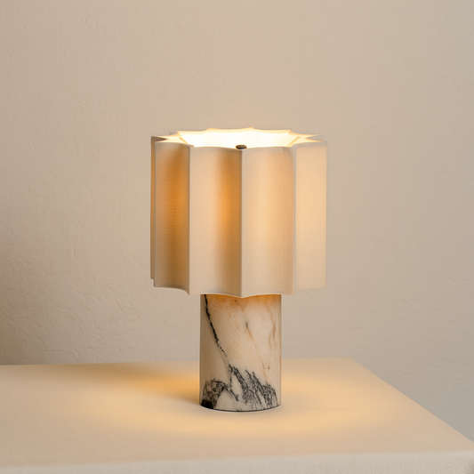 Dalli Cordless Table Lamp | Touch Dimming | Spanish Denari Marble | Portable Bedside | Brick by Brick