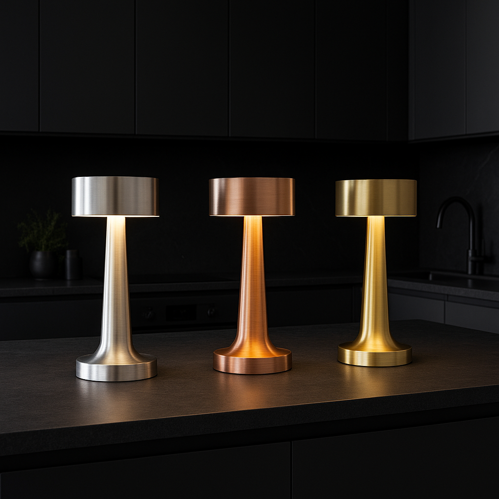 Ambient Halo Table Lamp | Wireless Touch Control | USB-C Rechargeable | 16h Runtime | Metal Finish