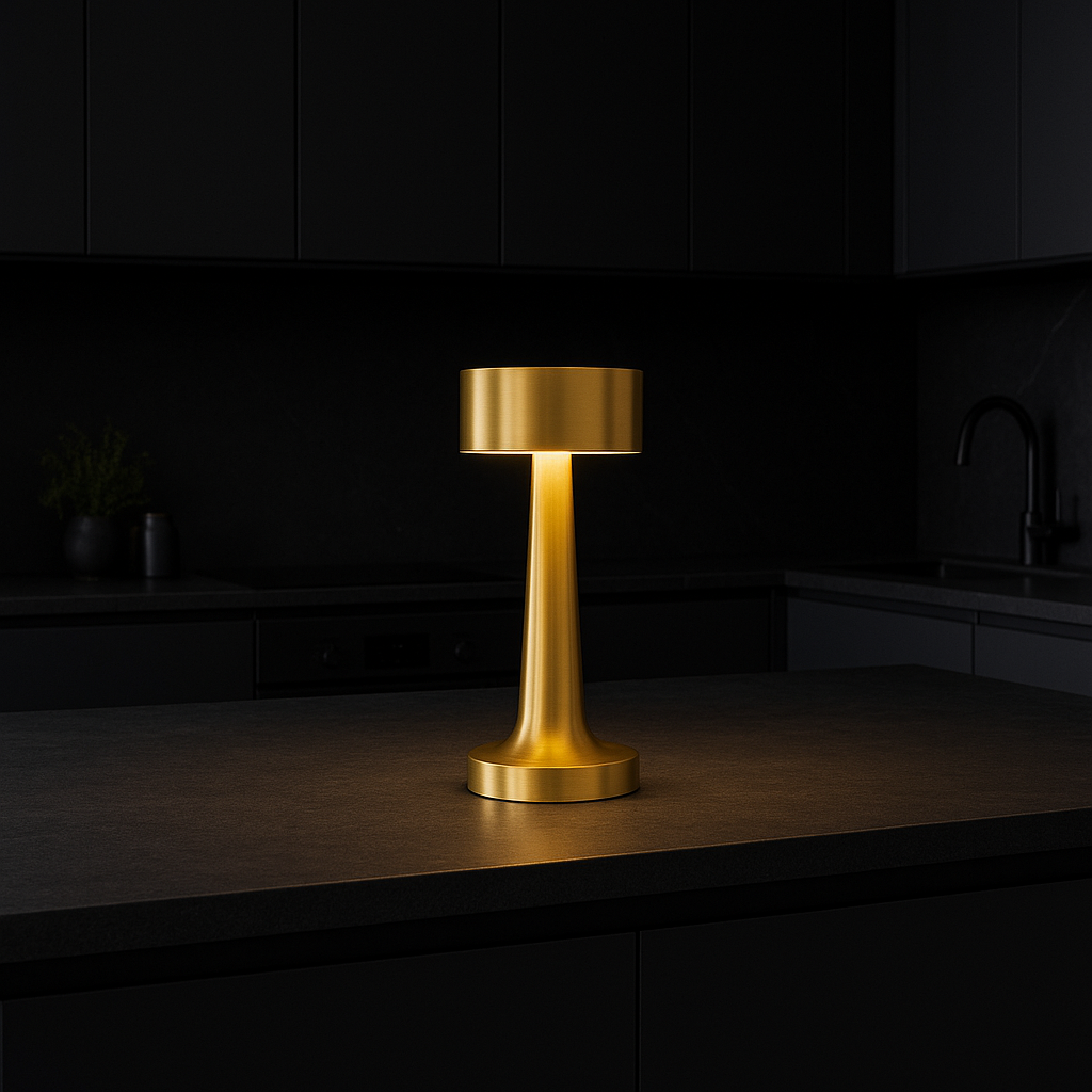 Ambient Halo Table Lamp | Wireless Touch Control | USB-C Rechargeable | 16h Runtime | Metal Finish