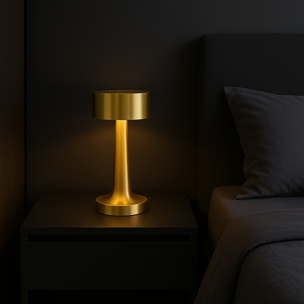 Ambient Halo Table Lamp | Wireless Touch Control | USB-C Rechargeable | 16h Runtime | Metal Finish