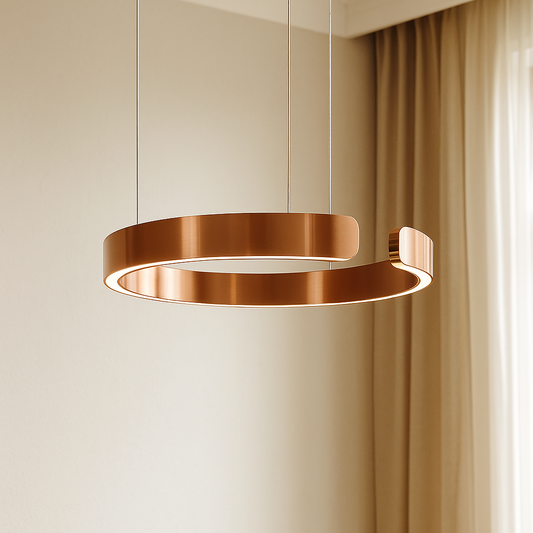 Gold LED Pendant Light | Dimmable Warm Lighting | Round Metal & Acrylic Design | 2 Sizes