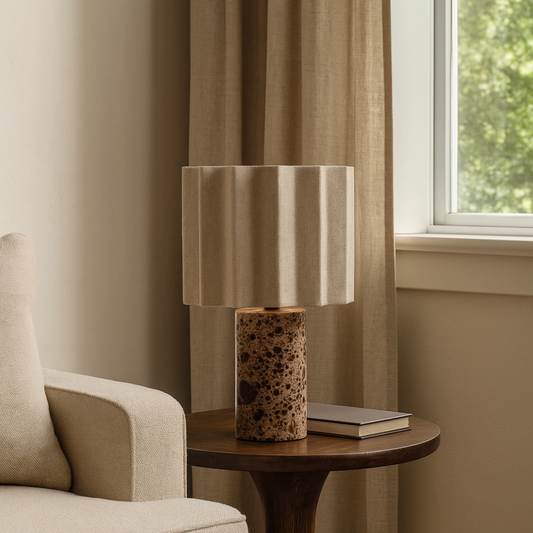 Marble Table Lamp | Cordless & Rechargeable | Bedside Light | Spanish Morola Marble | Touch Dimming | Brick by Brick