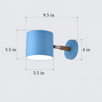 Scandinavian Wall Lamp | Adjustable 90° Light | Wood & Pastel Metal | Modern Bedroom Accent