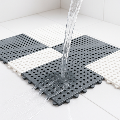 Non-Slip Shower Mat Set | Waterproof Rubber | Mold-Resistant | 11.8" x 11.8" | Quick-Dry Safety