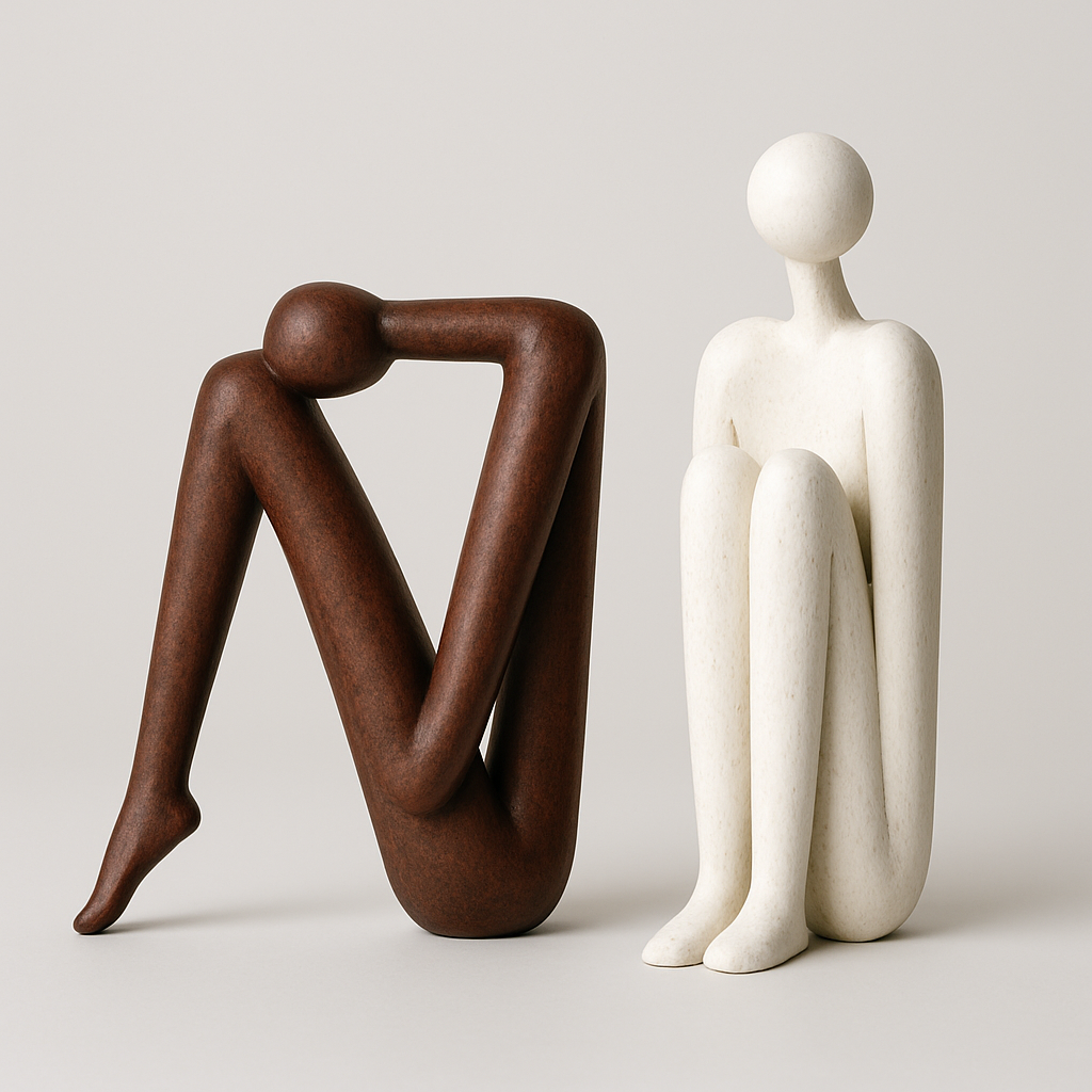 Sculptural Bookends | Modern Shelf Decor | Non-Slip Base | 5.9" Resin