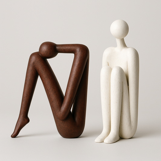 Sculptural Bookends | Modern Shelf Decor | Non-Slip Base | 5.9" Resin