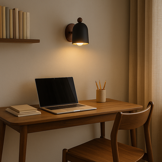 Retro Wall Light | Solid Wood & Iron Lamp | Warm Vintage Style | 7.5in | Brick by Brick