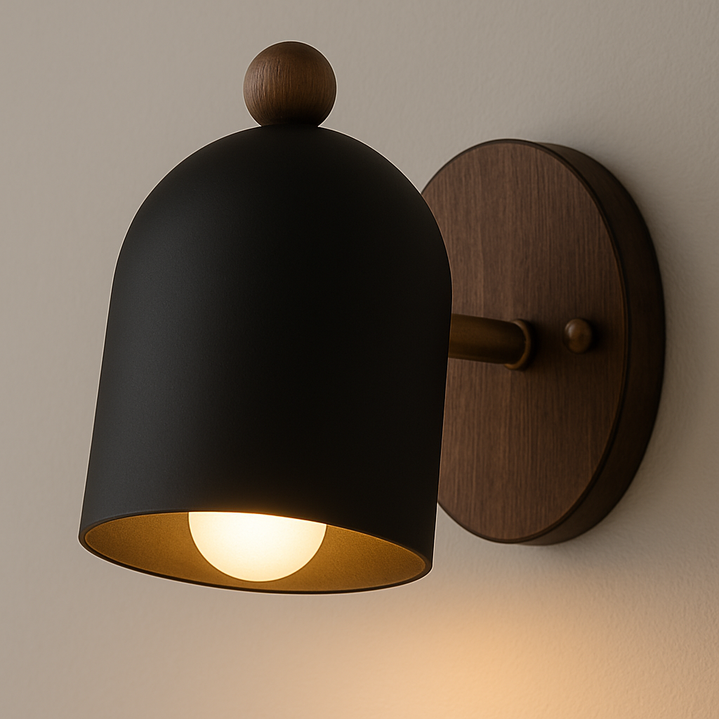Retro Wall Light | Solid Wood & Iron Lamp | Warm Vintage Style | 7.5in | Brick by Brick