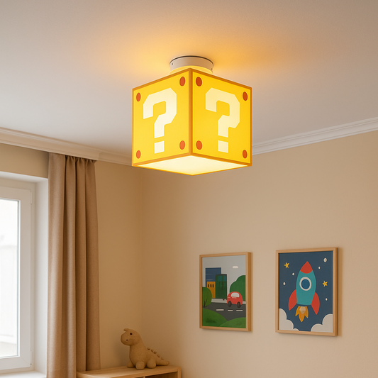 Retro Pixel Ceiling Light | Question Block Style | E27 Socket | 3 Light Modes