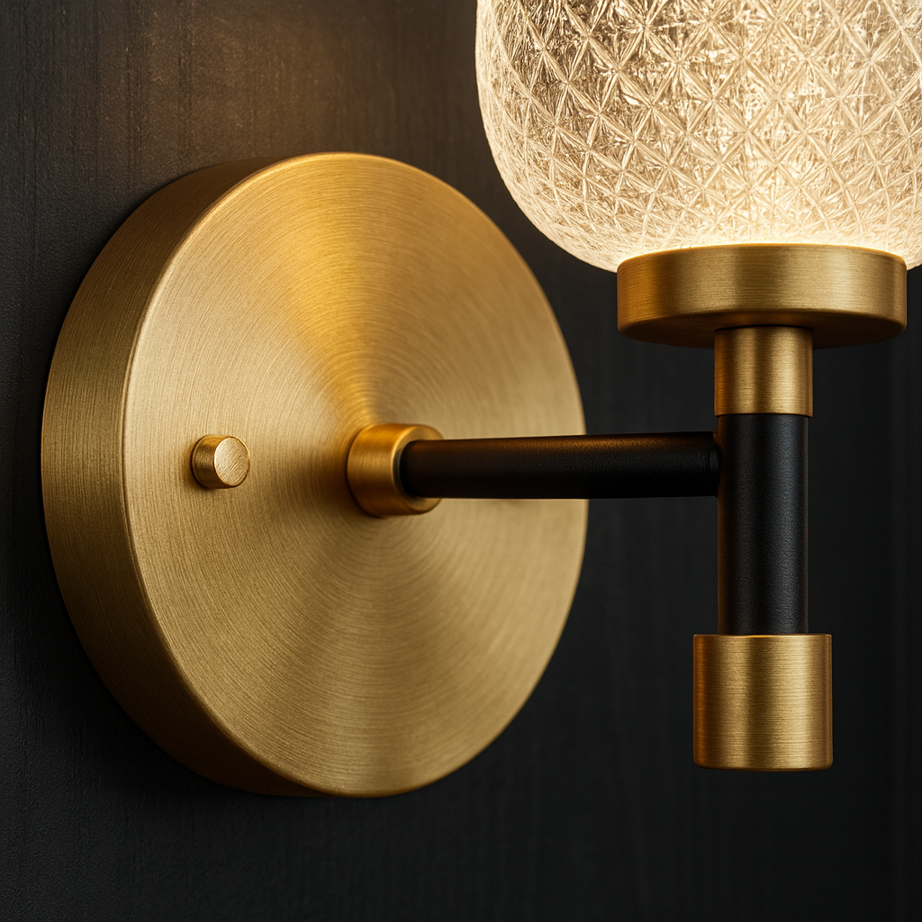 Crystal Acrylic Wall Lamp | Elegant Brass Wall Sconce | Single Bulb Lighting | 9.84×6.69 in | Brick by Brick