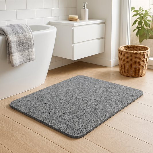 Quick-Drain Shower Mat | Non-Slip Loofah Texture | 24x16" | Safe for Kids & Seniors