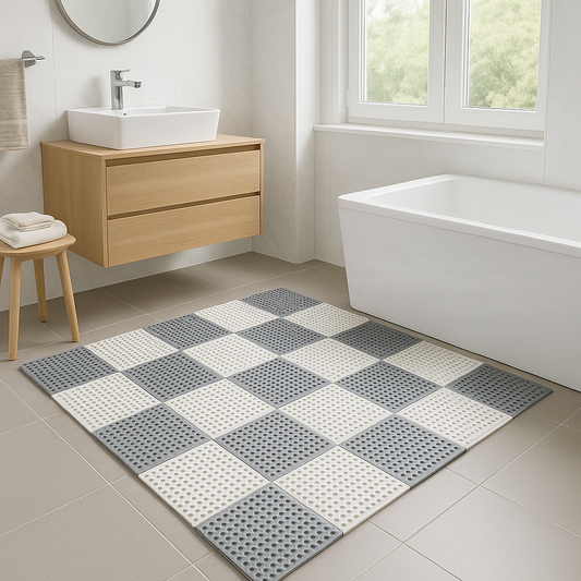 Non-Slip Shower Mat Set | Waterproof Rubber | Mold-Resistant | 11.8" x 11.8" | Quick-Dry Safety