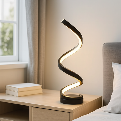 Modern Spiral Table Lamp | Dimmable LED | 15.7" Tall | Energy-Efficient Sculptural Light