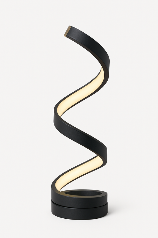 Modern Spiral Table Lamp | Dimmable LED | 15.7" Tall | Energy-Efficient Sculptural Light