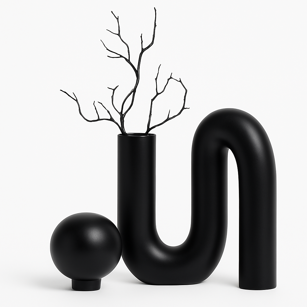 Sculptural Ceramic Vase | 12" Modern Decor Accent | Monochrome Finish