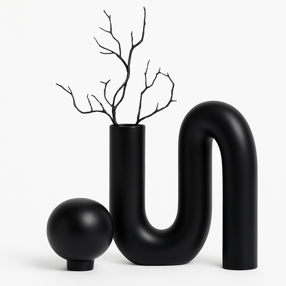 Sculptural Ceramic Vase | 12" Modern Decor Accent | Monochrome Finish