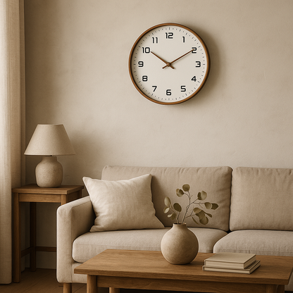 Silent Wooden Wall Clock | 10" or 12" | No-Tick Quartz Movement | Minimalist Nordic Design