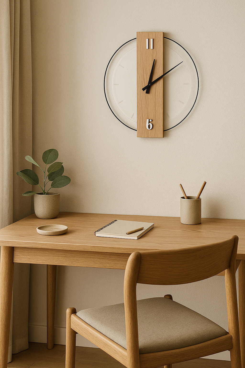 Silent Oak Wall Clock | 12–14″ | Minimalist Wooden Timepiece