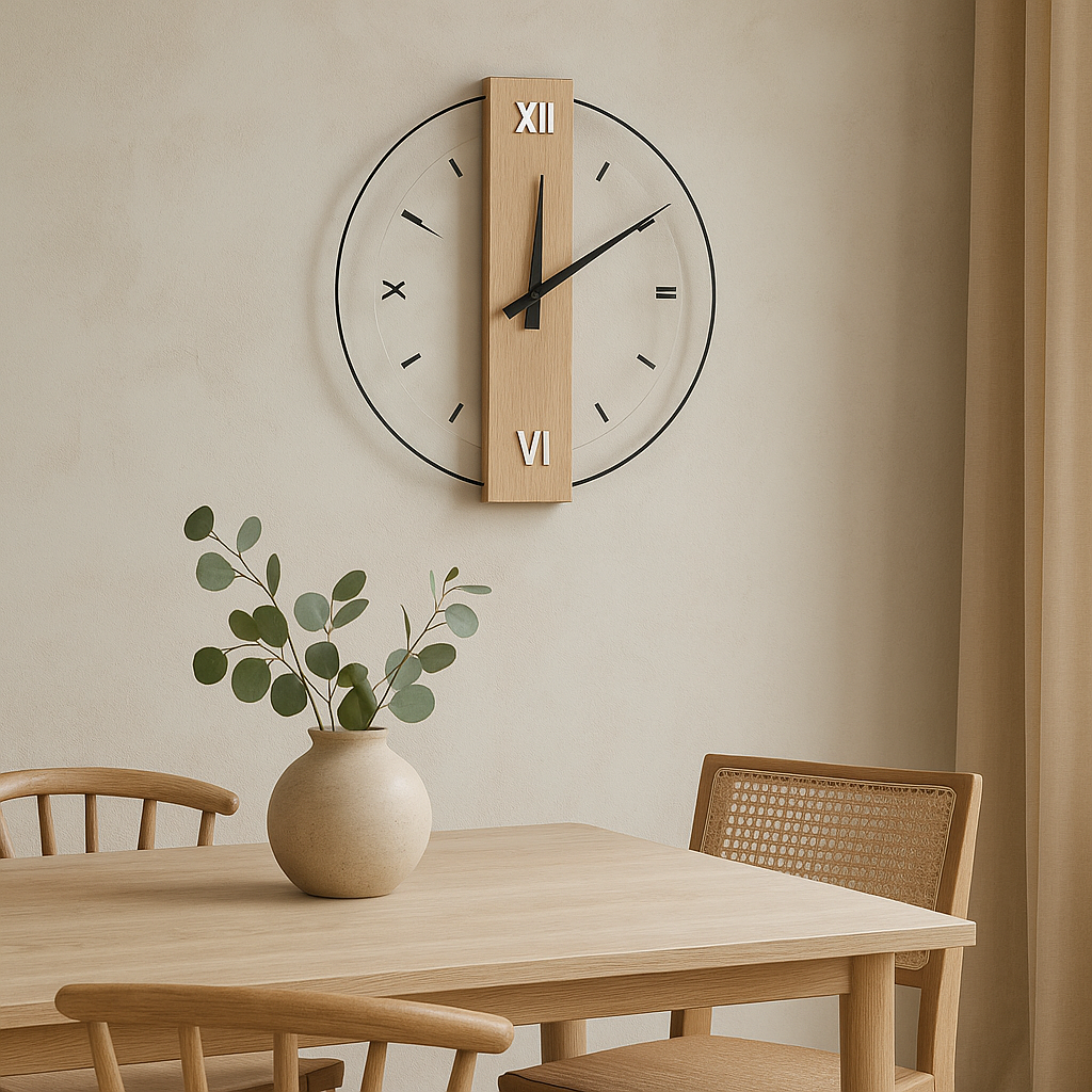 Silent Oak Wall Clock | 12–14″ | Minimalist Wooden Timepiece