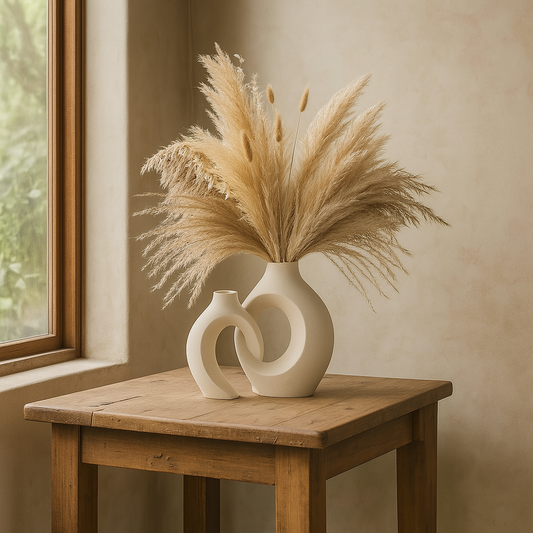 Modern 7" Ceramic Vase | Sculptural Design | Compact Accent in 4 Neutral Colours