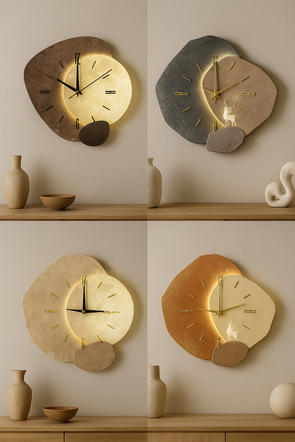 Silent Wooden Wall Clock - Sculptural - Natural Design-Home & Garden > Decor > Clocks > Wall Clocks-Brick by Brick London-Brick By Brick London
