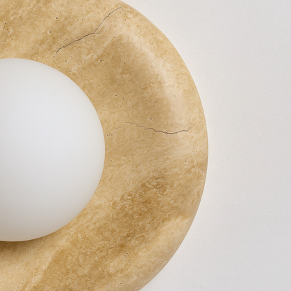 Round Marble Wall Lamp | 7.9 x 5.1 | Minimalist Design | Indoor LED Lighting | Brick by Brick