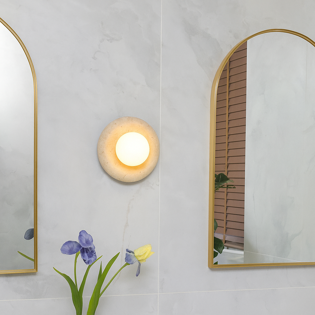 Round Marble Wall Lamp | 7.9 x 5.1 | Minimalist Design | Indoor LED Lighting | Brick by Brick