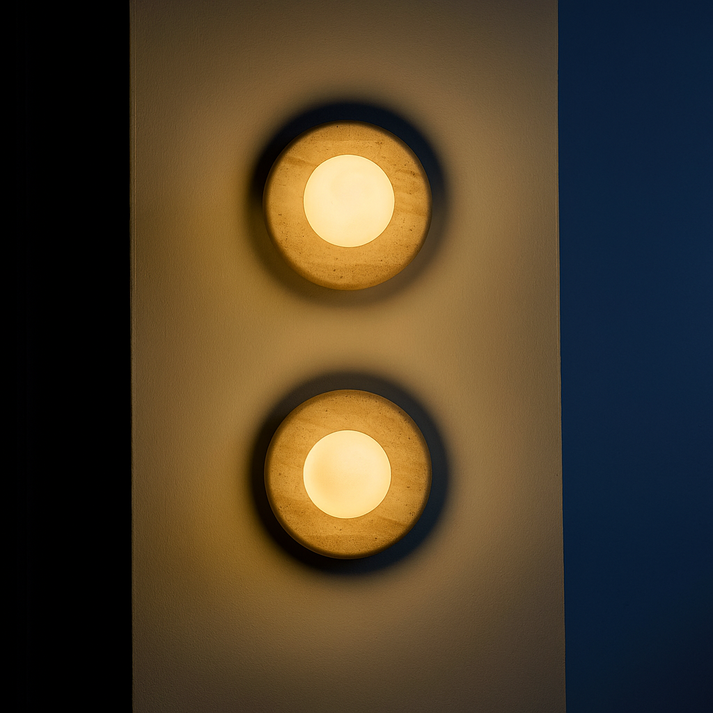 Round Marble Wall Lamp | 7.9 x 5.1 | Minimalist Design | Indoor LED Lighting | Brick by Brick
