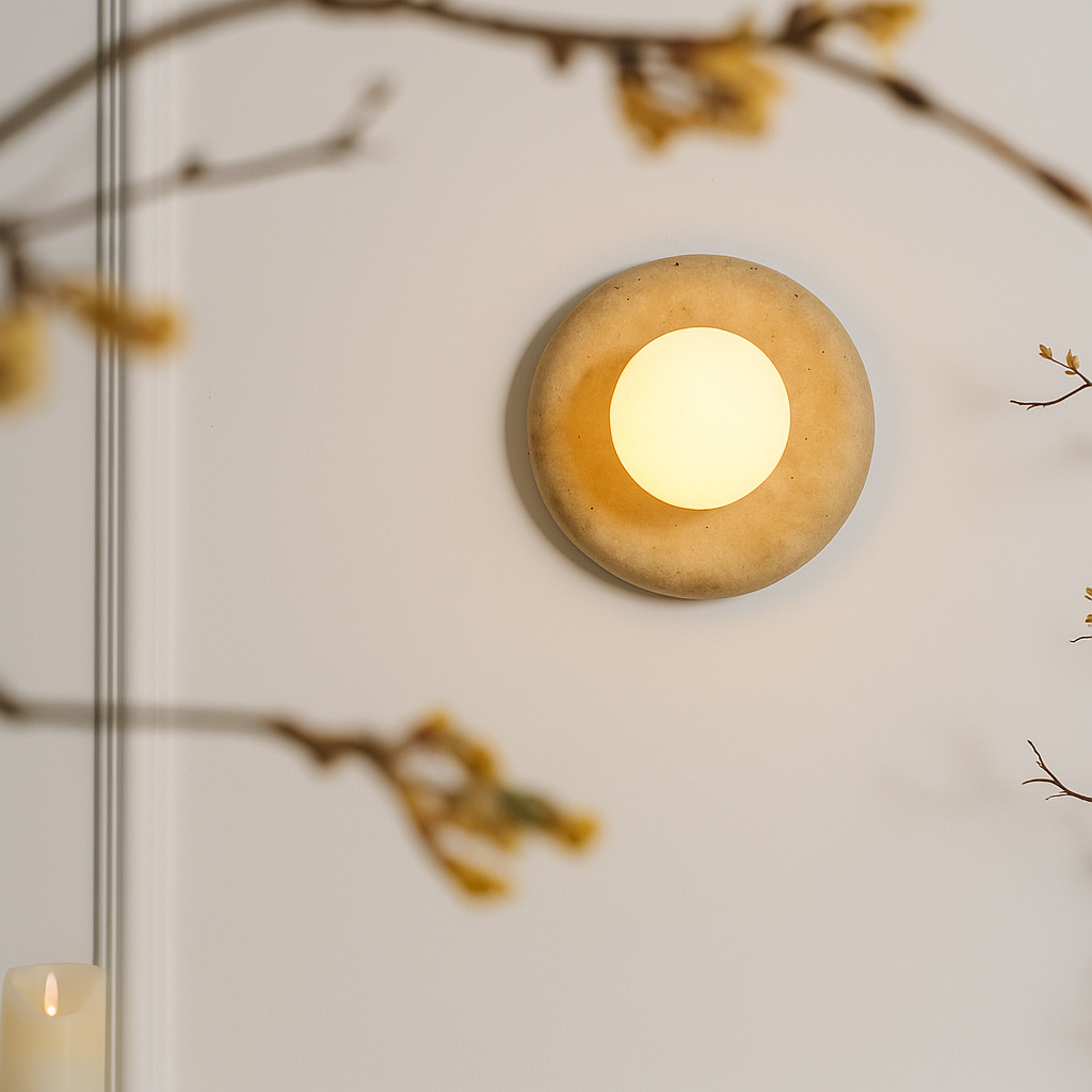 Round Marble Wall Lamp | 7.9 x 5.1 | Minimalist Design | Indoor LED Lighting | Brick by Brick