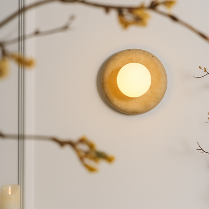 Round Marble Wall Lamp | 7.9 x 5.1 | Minimalist Design | Indoor LED Lighting | Brick by Brick