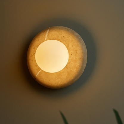 Round Marble Wall Lamp | 7.9 x 5.1 | Minimalist Design | Indoor LED Lighting | Brick by Brick
